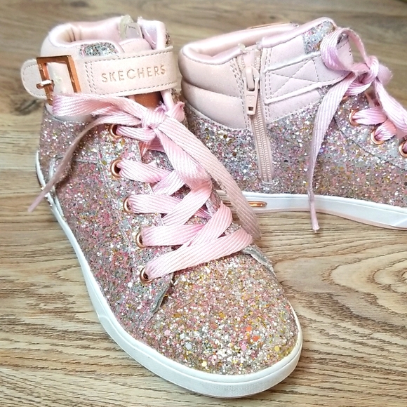 Skechers Other - Skechers Girls Sparkly Pink High Top Tennis Shoes